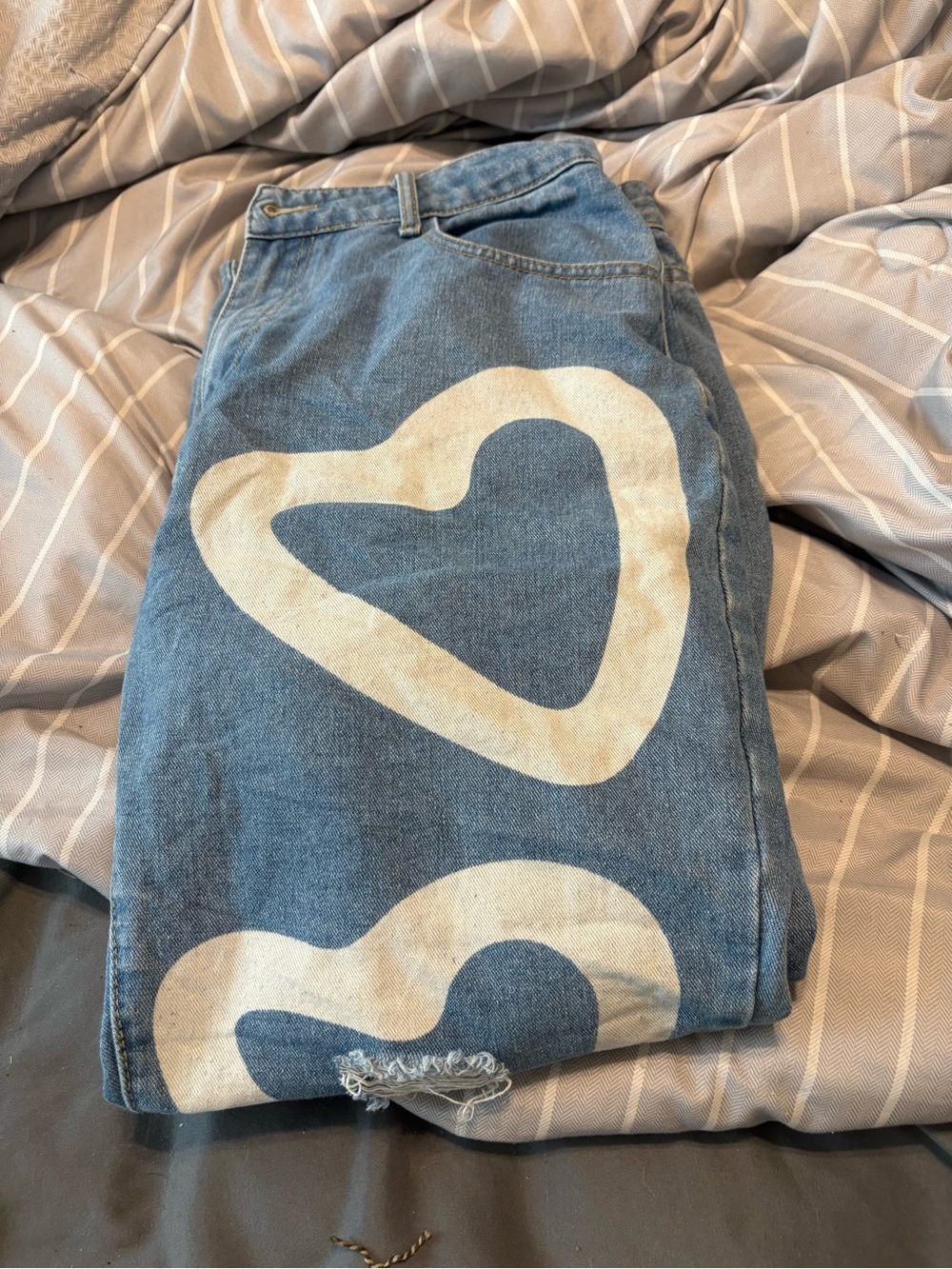 Heart printed jeans